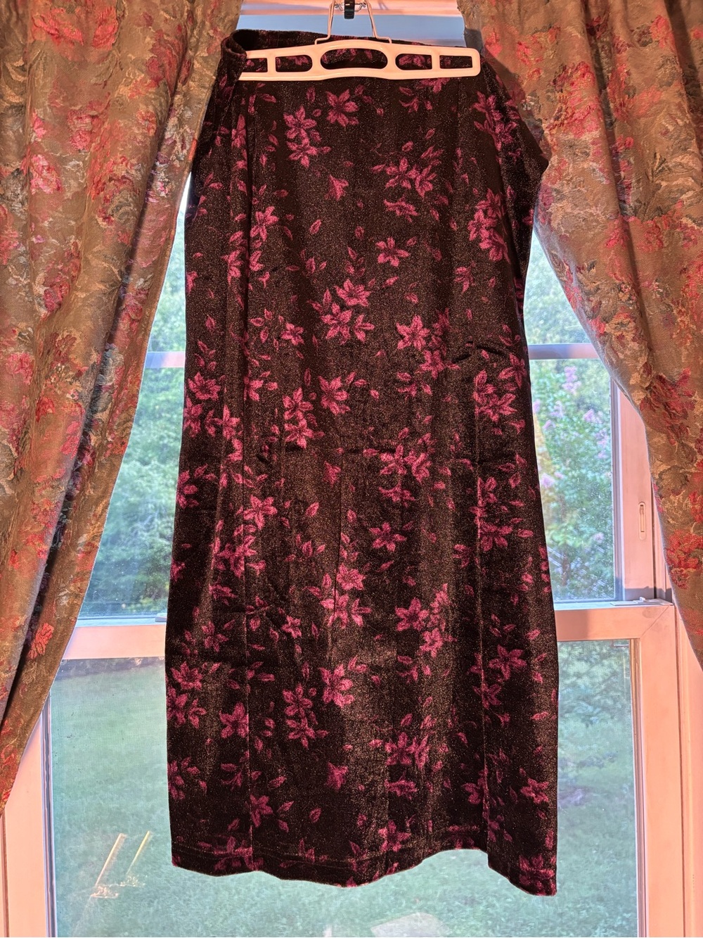 Classic Black and Fuchsia Floral Midi Dress